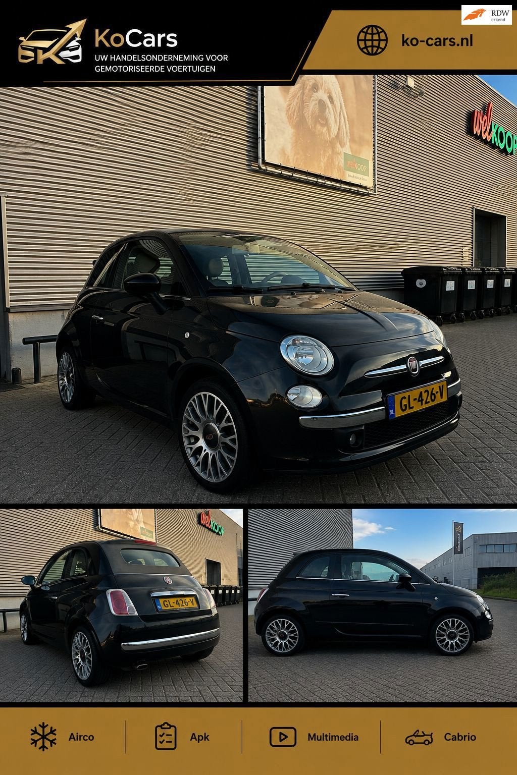 Fiat 500 C / Apk / Cabrio / Airco, Euro 5, 86 pk, Gebruikt, Cabriolet