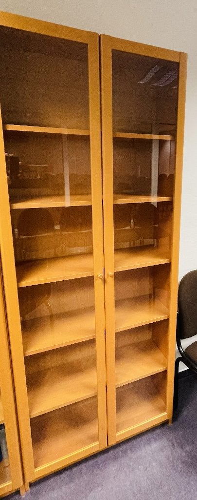 IKEA Billy kast beuken met deuren met glas en planken, Huis en Inrichting, Kasten | Boekenkasten, Ophalen, 50 tot 100 cm, 25 tot 50 cm