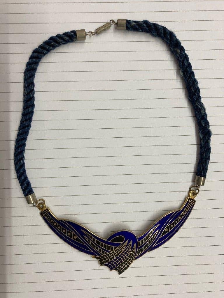 Emaille kraag ketting, Gebruikt, Blauw, Ophalen of Verzenden, Overige materialen