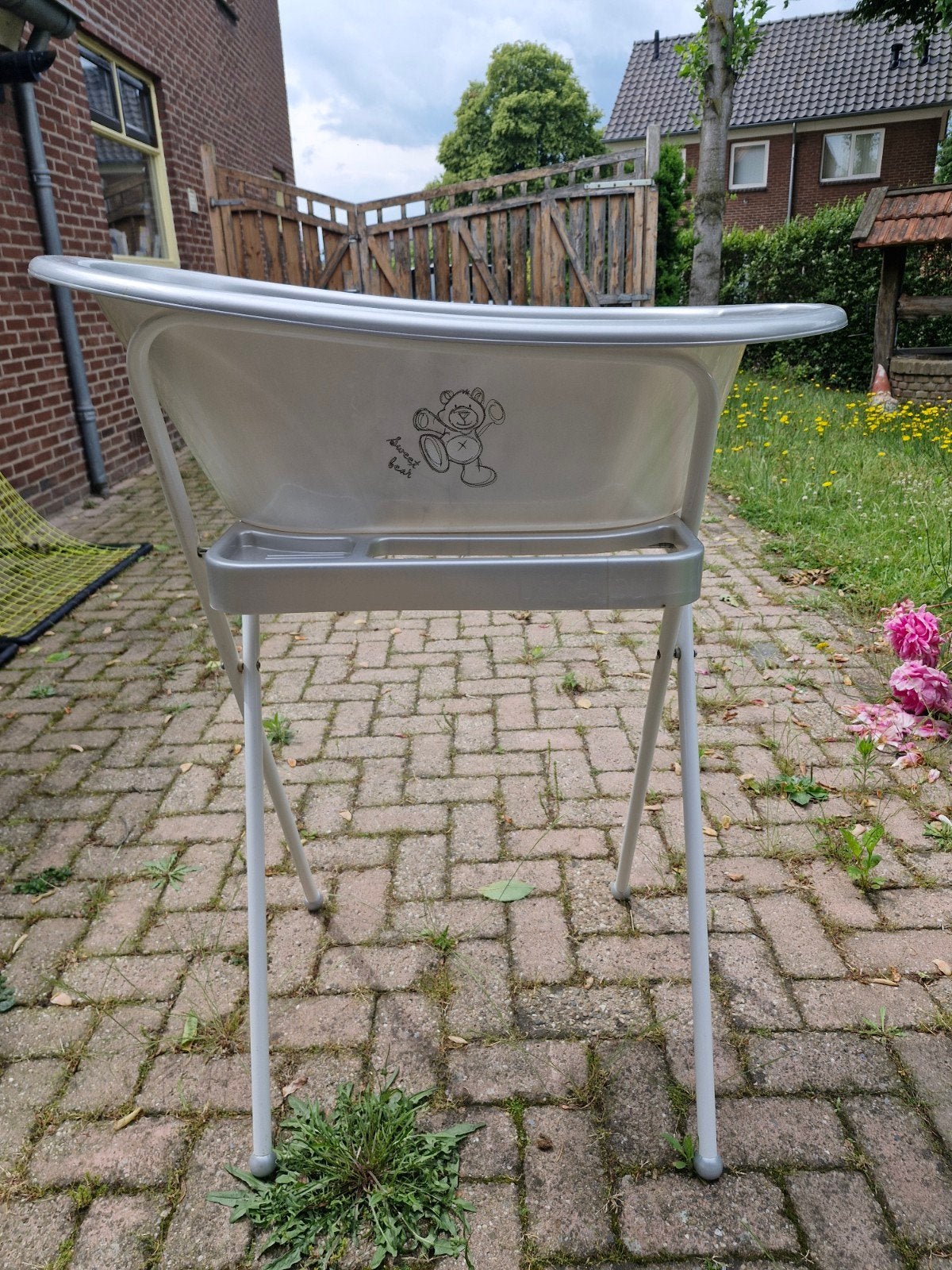Babybadje met standaard, Kinderen en Baby's, Badjes en Verzorging, Ophalen of Verzenden, Zo goed als nieuw, Badje, Standaard