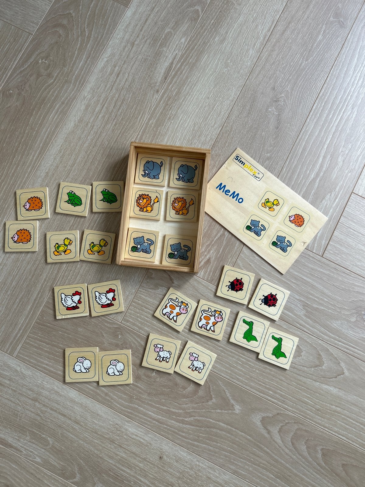 Houten Memo Spel met Dieren - Educatief Geheugenspel, Ophalen of Verzenden, Gebruikt, Puzzelen