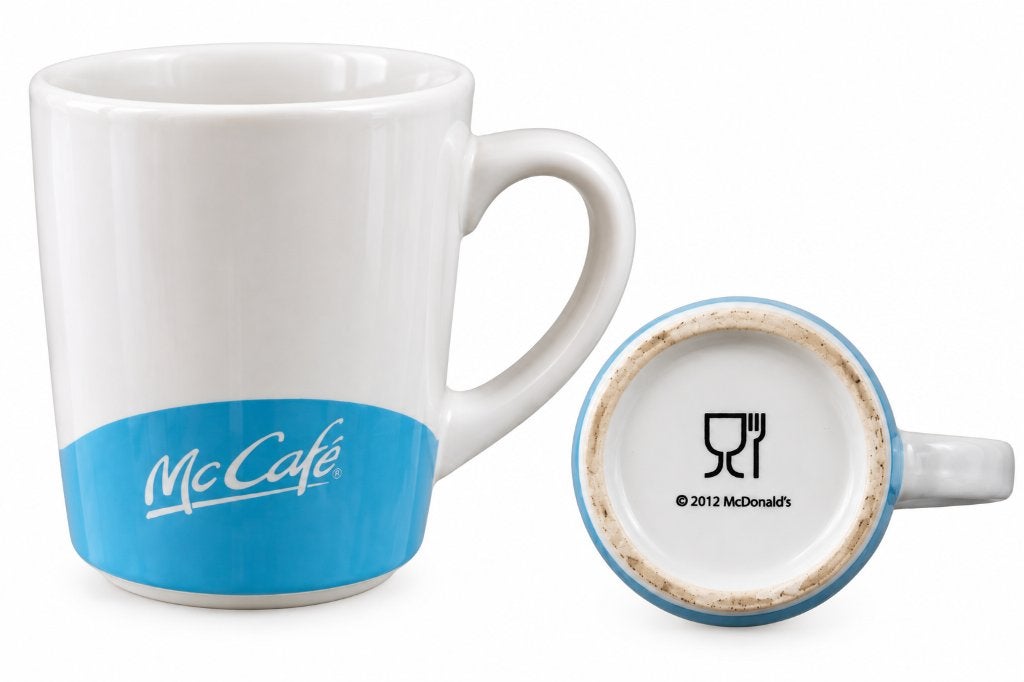 McCafé koffiebeker – wit/blauw – McDonald’s 2012, Gebruikt, Overige stijlen, Porselein, Mok