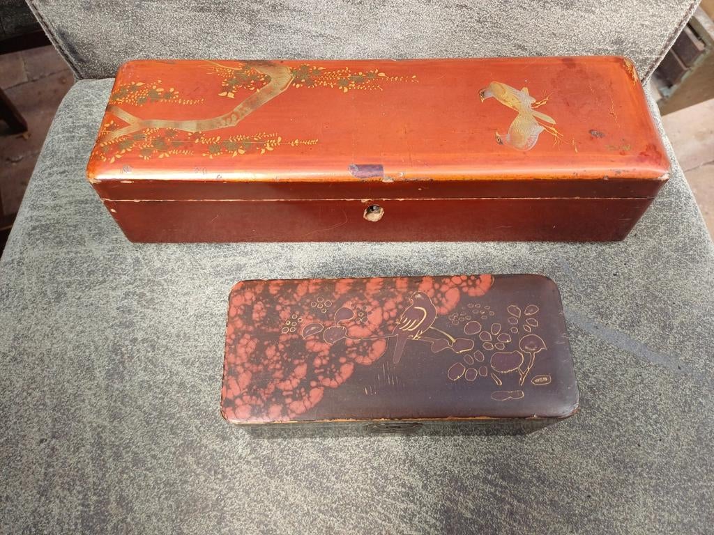2 Antieke Japanse lakdoosjes, Ophalen of Verzenden
