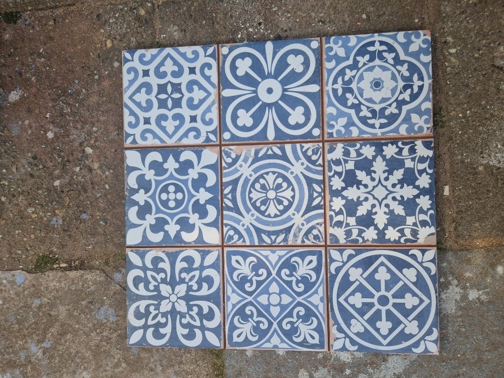 Vintage vloer/wandtegels Faenza blauw 1.4m^2 (TegelsInHuis), Ophalen