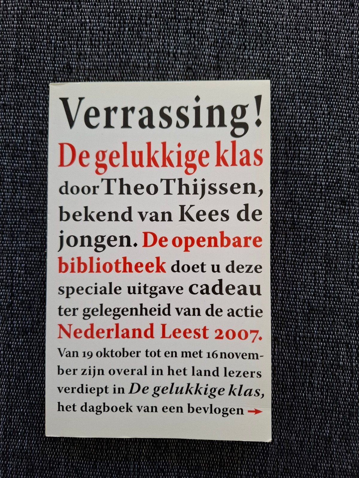 Boek, De gelukkige klas, Theo Thijsen!, Boeken, Ophalen of Verzenden, Nieuw