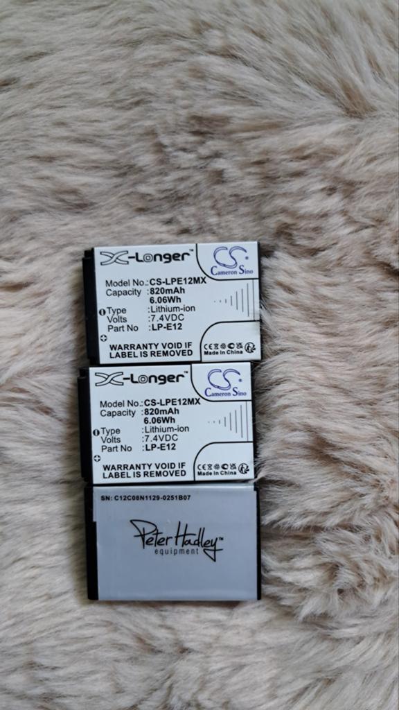 🔋 Set van 3x LP-E12 Accu’s voor Canon EOS M50 / M50 II e.a., Ophalen of Verzenden, Zo goed als nieuw