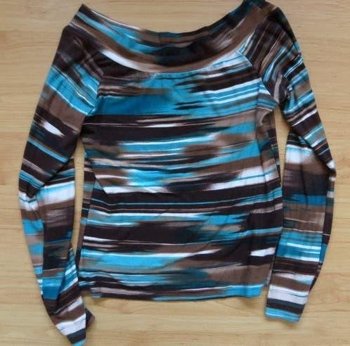 Gestreept stretchshirt van C&A maat 38 van viscose/ elasthan, Maat 38/40 (M), Blauw, Ophalen of Verzenden, Zo goed als nieuw