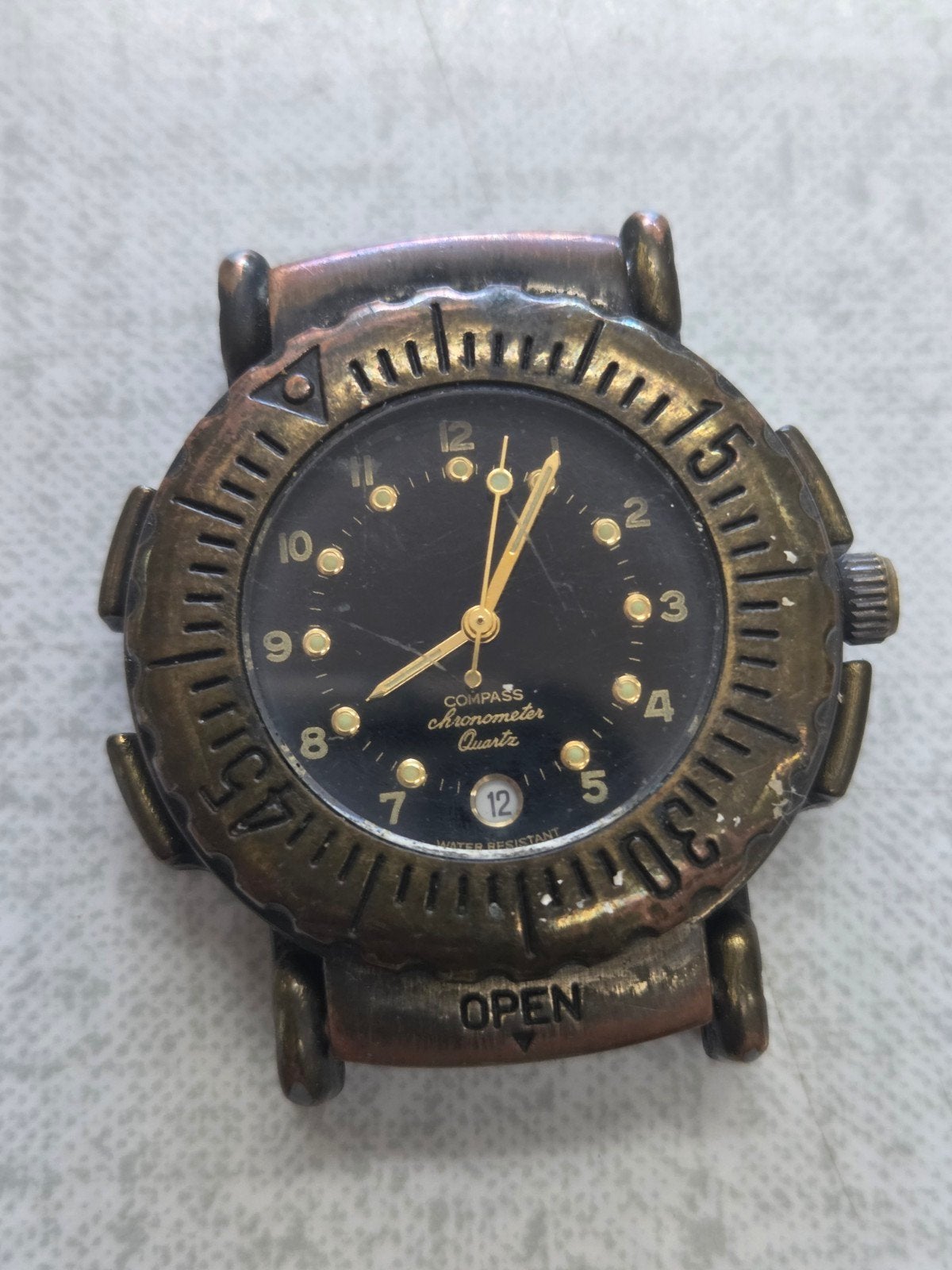 Vintage Compass Chronometer Quartz Horloge met Kompas, Ophalen of Verzenden, Overige materialen, Polshorloge, Overige merken
