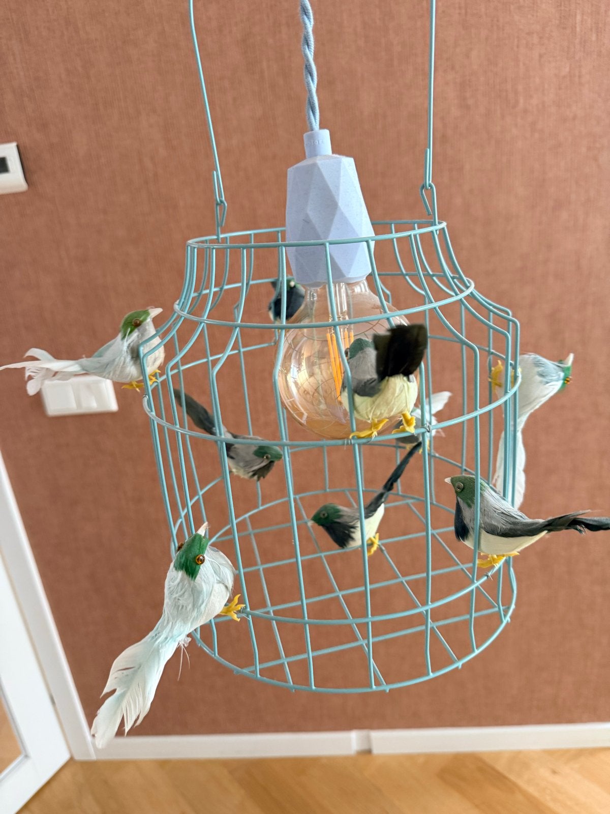 Hanglamp vogelkooi met vogels - Dutch Delight Loods 5, Ophalen, Zo goed als nieuw, Metaal, E27 (groot)