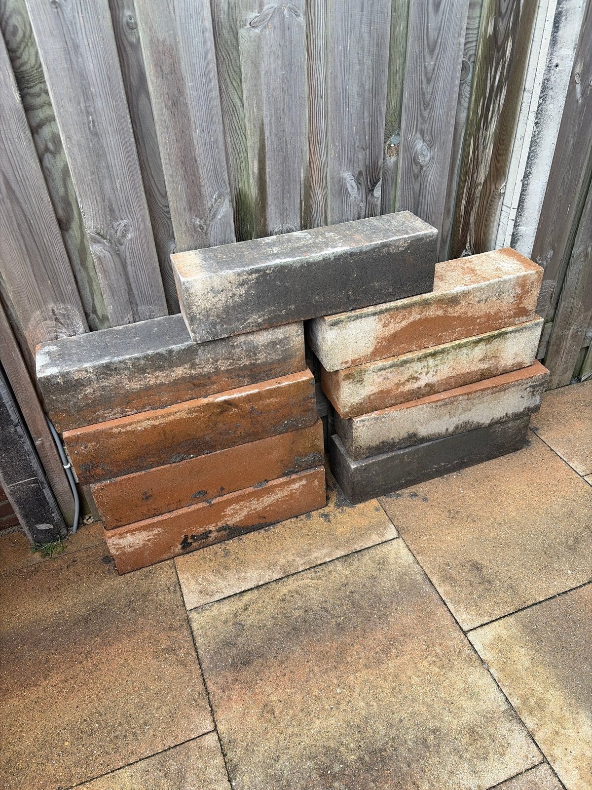 9 tuinblokken 60x15 cm voor border of plantenbak, Tuin en Terras, Ophalen, Gebruikt, Blok, Beton