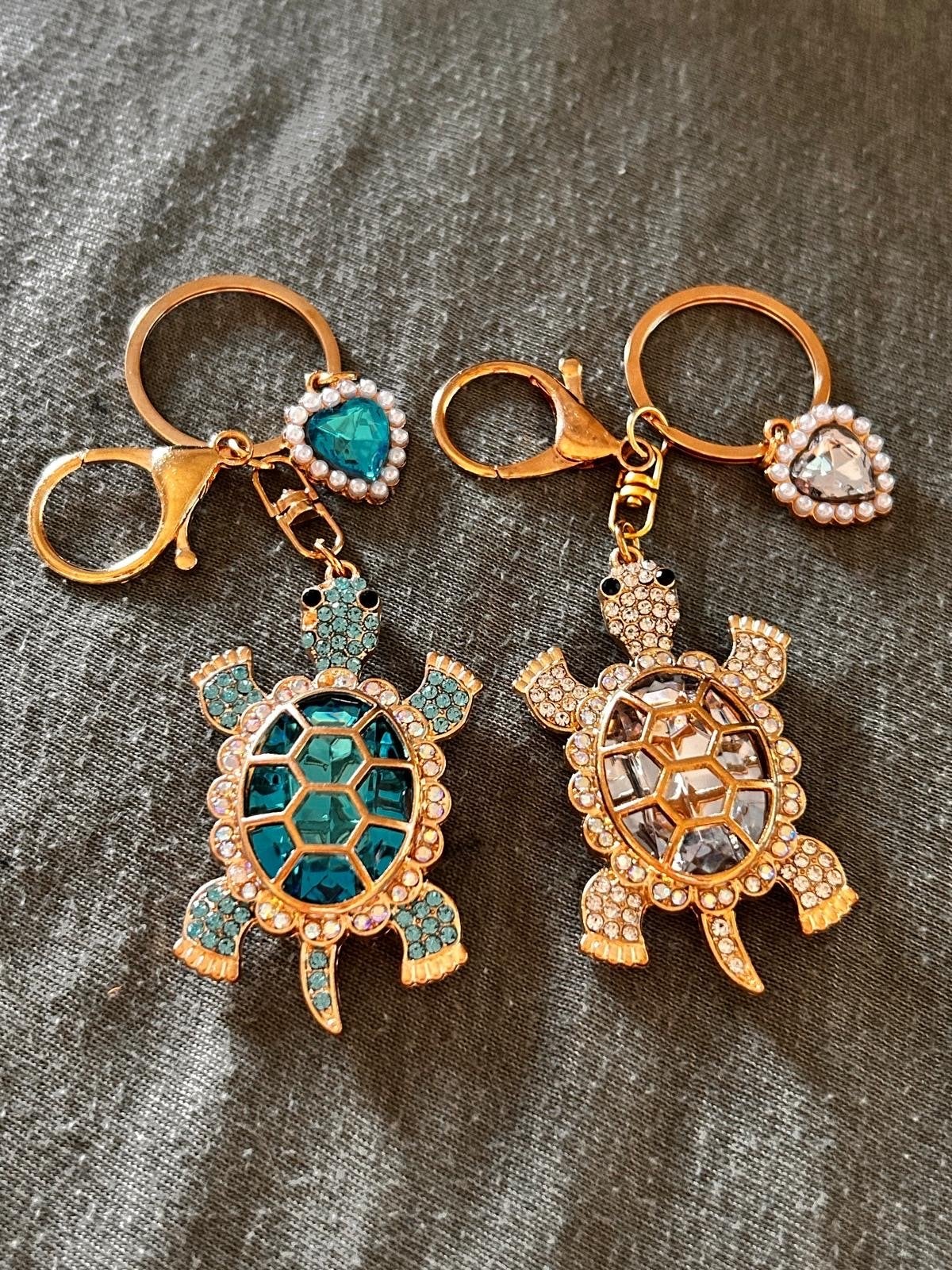 Schildpad sleutelhangers met strass steentjes, Ophalen of Verzenden, Nieuw, Dier of Natuur