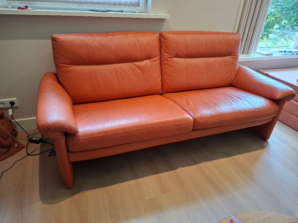 Leren Leolux bank, Ophalen, Gebruikt, 150 tot 200 cm, Driepersoons