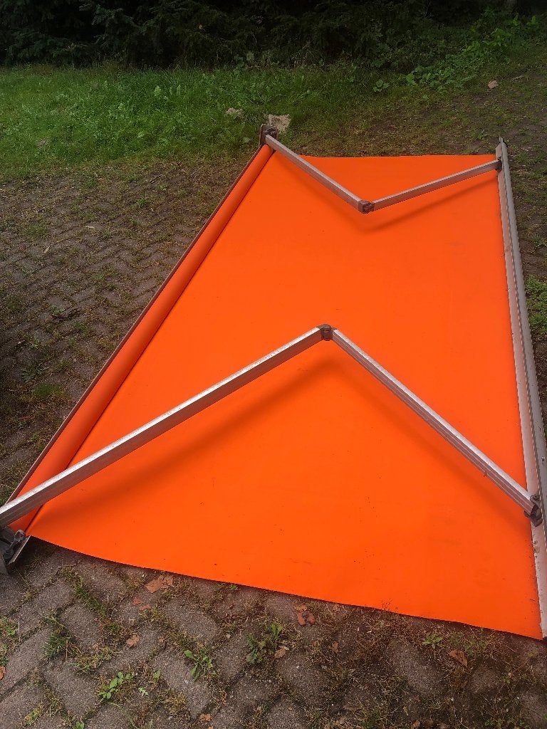 Vintage oranje zonnescherm, Ophalen, Zo goed als nieuw, 150 tot 300 cm, 250 cm tot 450 cm