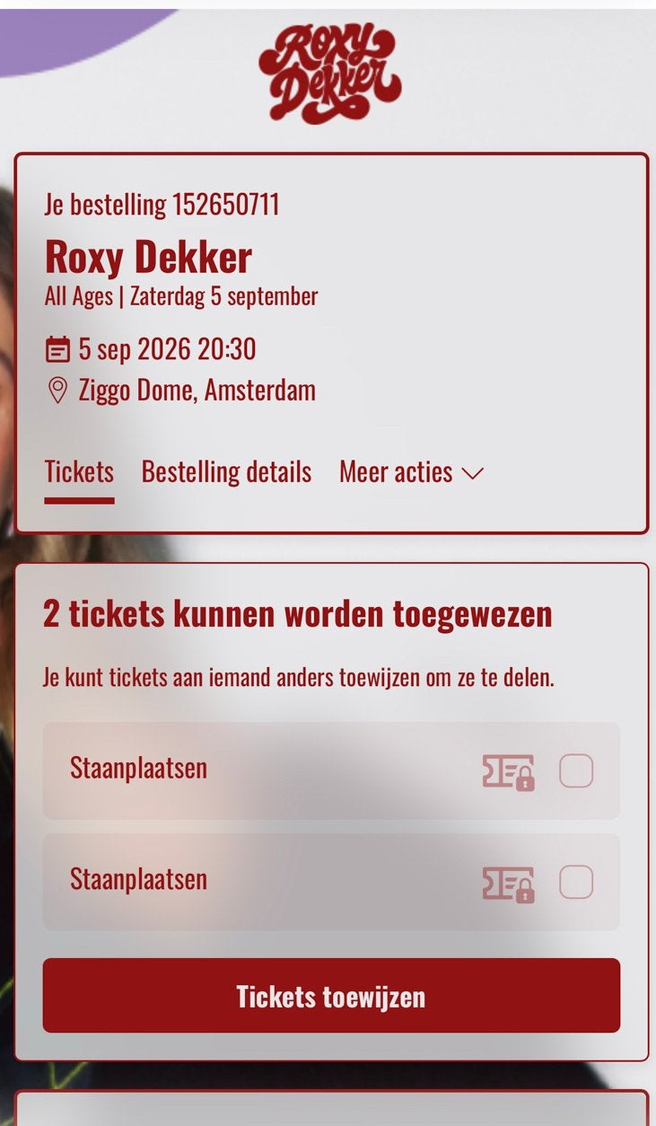 2 staanplaatsen Roxy Dekker 5 september, Twee personen