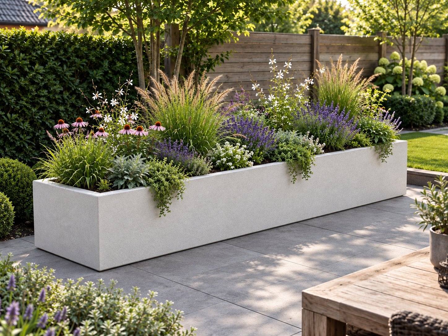Metalen bloembak wit gepoedercoat 1x3m, 40cm hoog, Ophalen, Gebruikt, 100 cm of meer, Metaal