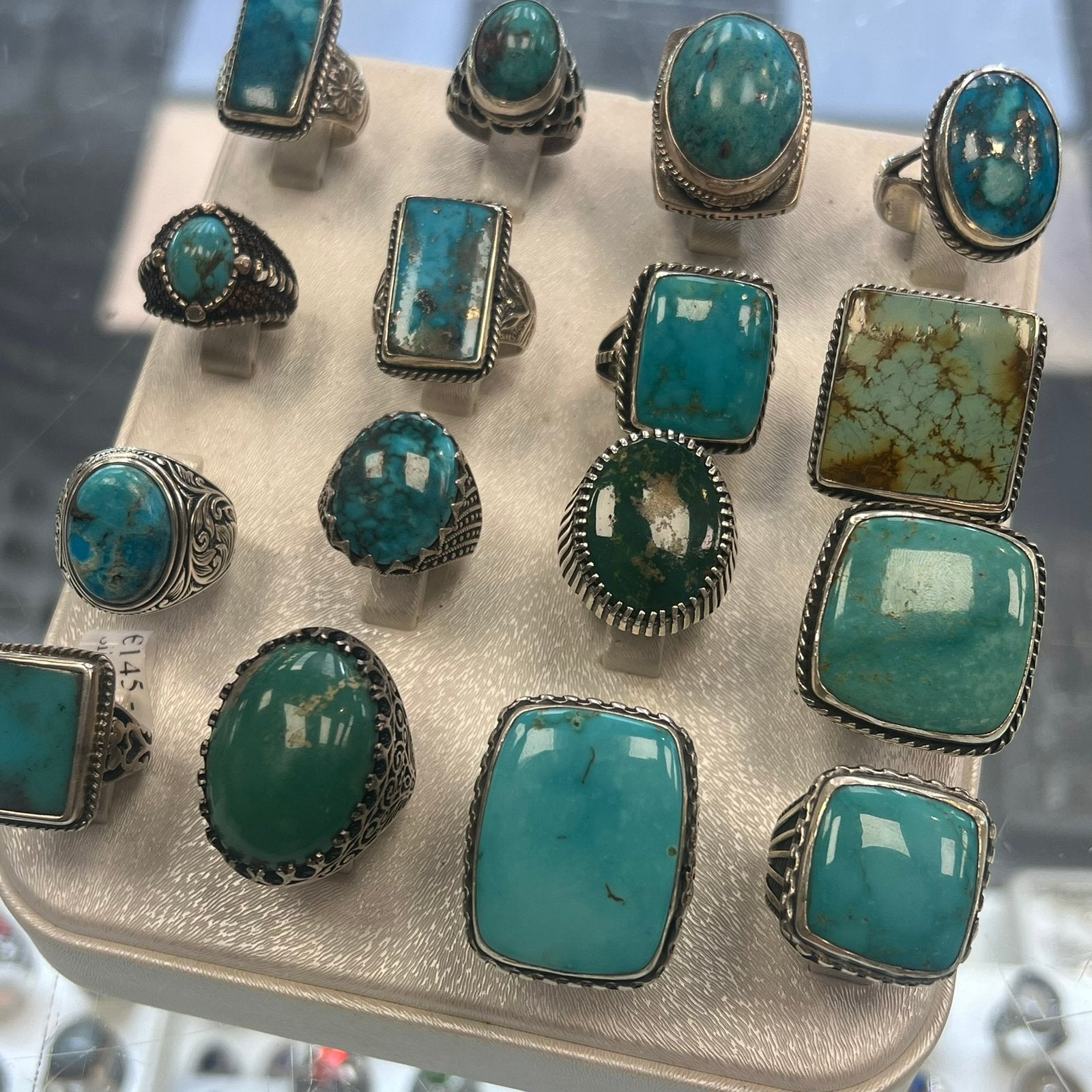 Zilveren turquoise ringen ferouza stenen blauw, Ophalen of Verzenden, Zo goed als nieuw, Goud, Dame