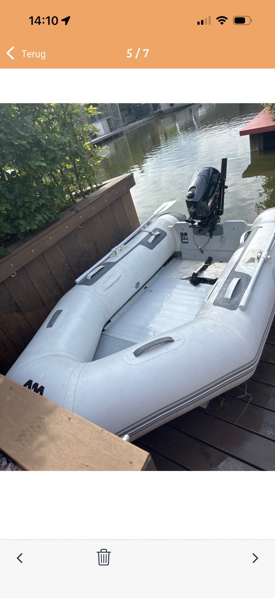 Opblaasbare boot met Mercury 4pk buitenboordmotor, Ophalen, Gebruikt, Motor en Techniek