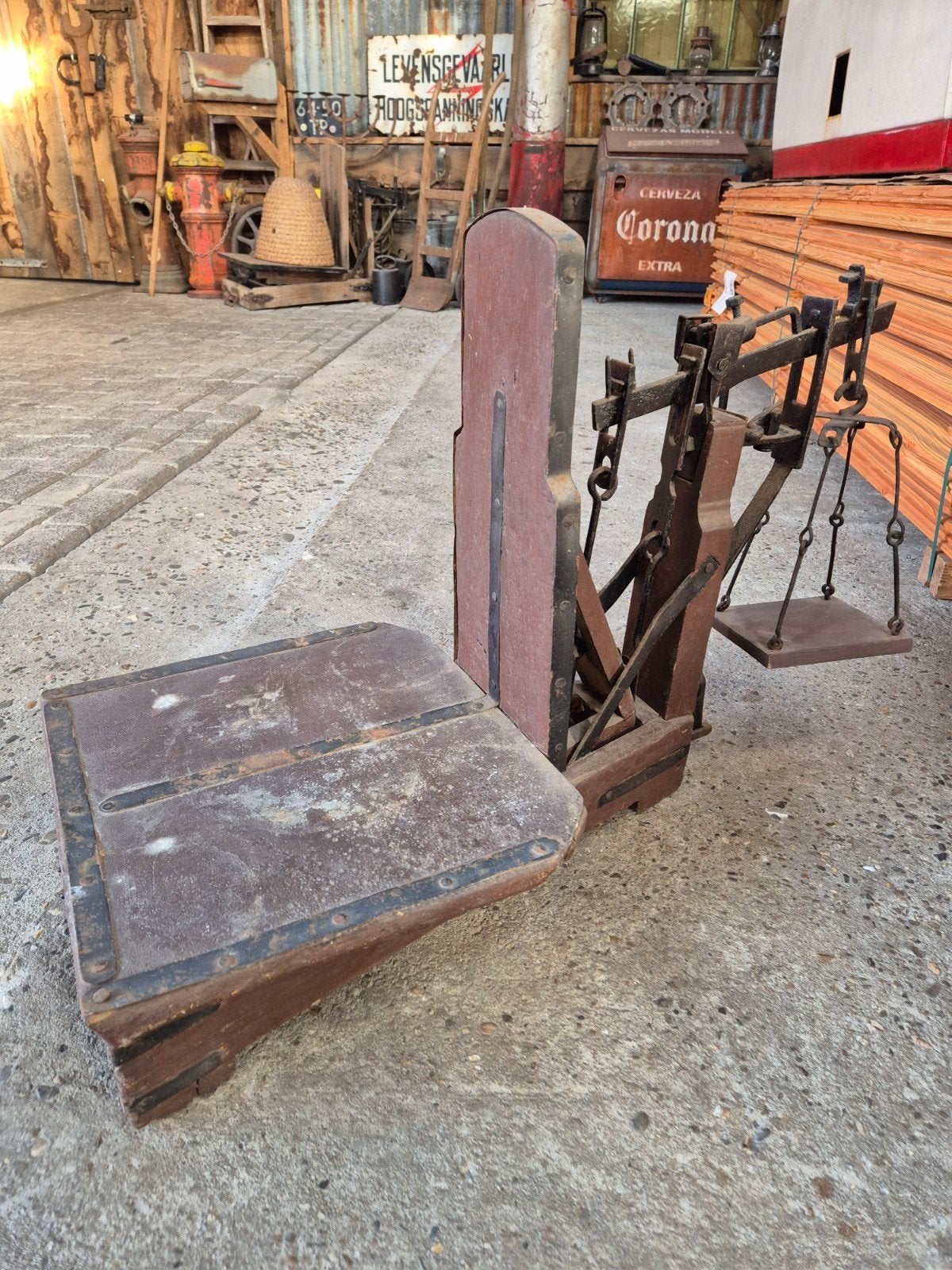 Antieke veegschaal vintage weeg schaal bascule, Antiek en Kunst, Ophalen