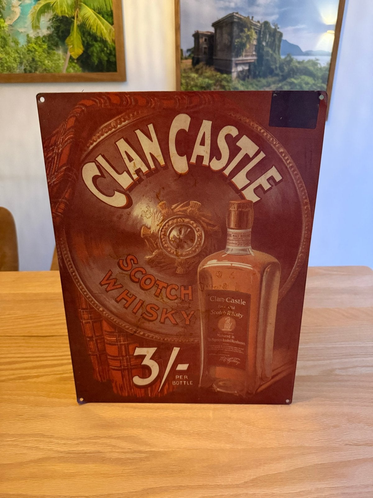 Clan Castle Scotch Whisky metalen reclamebord, Ophalen of Verzenden, Gebruikt, Reclamebord