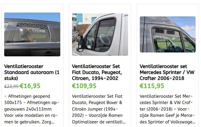 Raamroosters voor veel auto camper modellen zie fotos!, Caravans en Kamperen, Camper-accessoires, Ophalen of Verzenden, Nieuw
