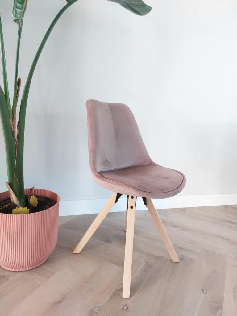 Velvet stoel Verdal oudroze, massief hout, Ophalen, Overige kleuren, Stof, Eén