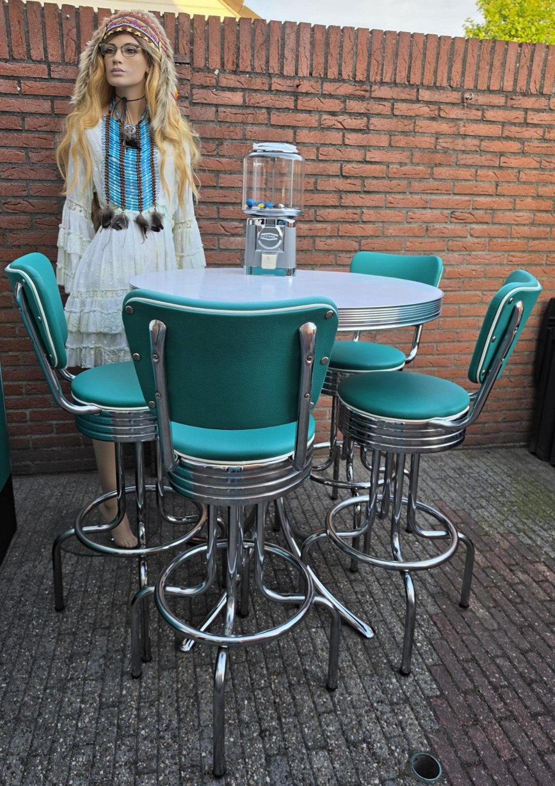 FIFTIES SIXTIES AMERIKAANSE BARKRUKKEN BEL AIR BARTAFEL, Huis en Inrichting, Barkrukken, Ophalen, Draaibaar, 5 krukken of meer