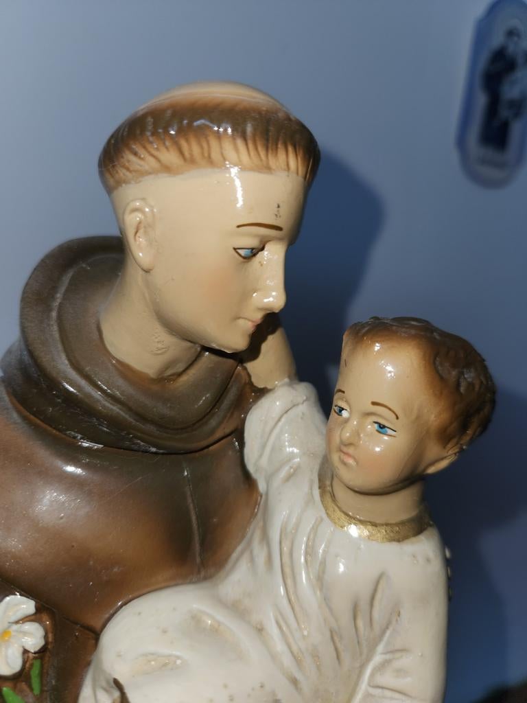 Heilige Antonius beeld met kind, ca.1930,  42 cm, Antiek en Kunst, Ophalen of Verzenden