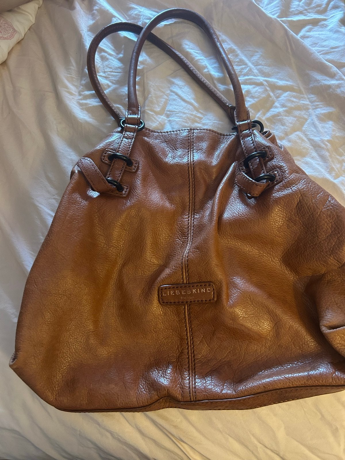 Liebeskind Berlin Handtas - Cognac Bruin Leer, Ophalen of Verzenden, Gebruikt, Bruin, Handtas