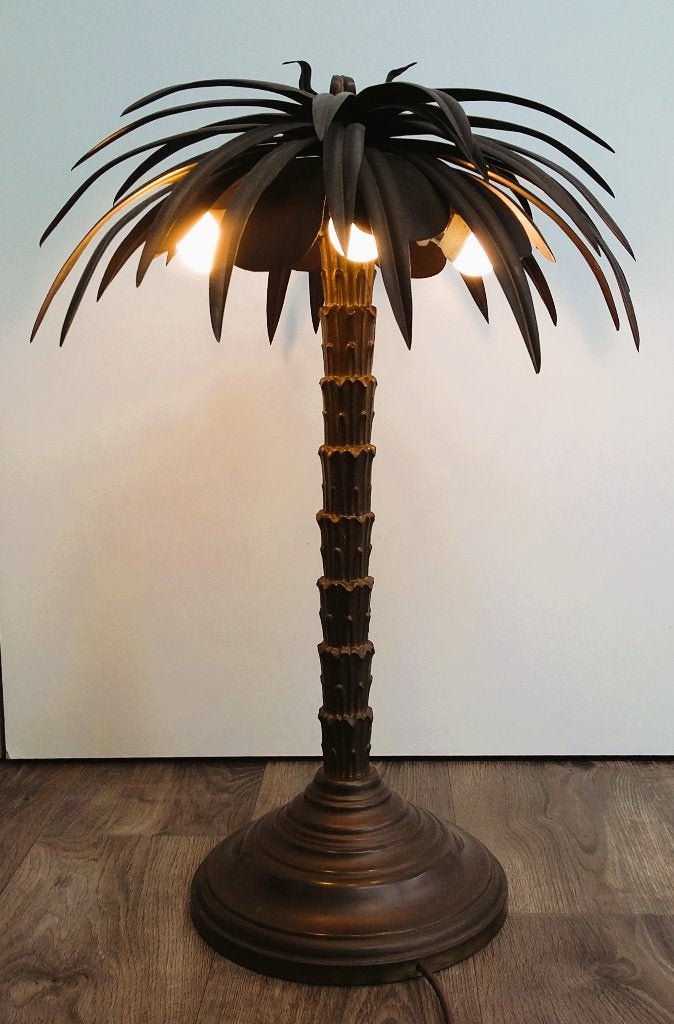 Omstreeks 1960 Grote messing Palmlamp Maison Charles PARIJS, Ophalen, Nvt., Gebruikt, Hollywood Stijl