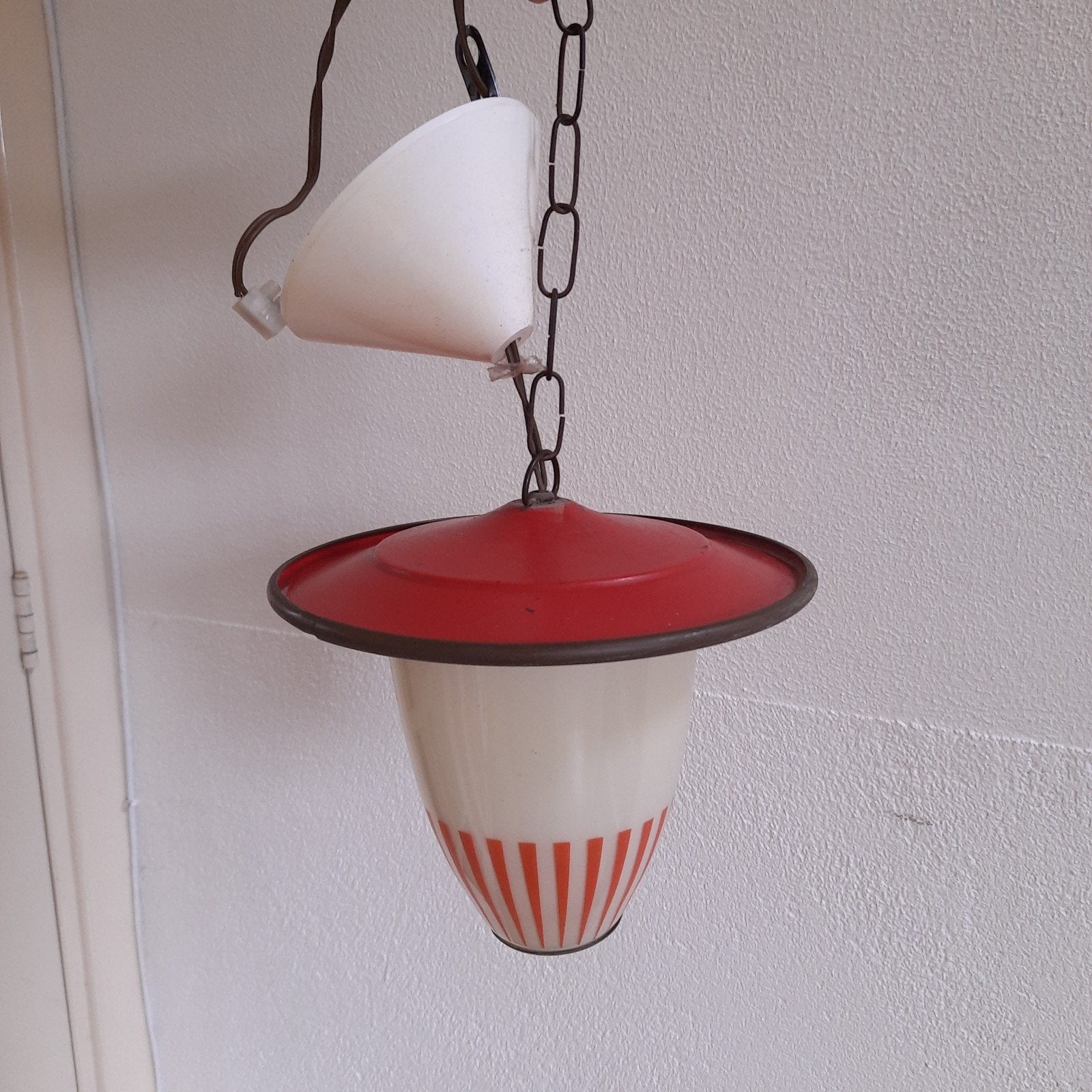 Vintage Lamp Glas en Metaal, Verzenden, Glas, Minder dan 50 cm