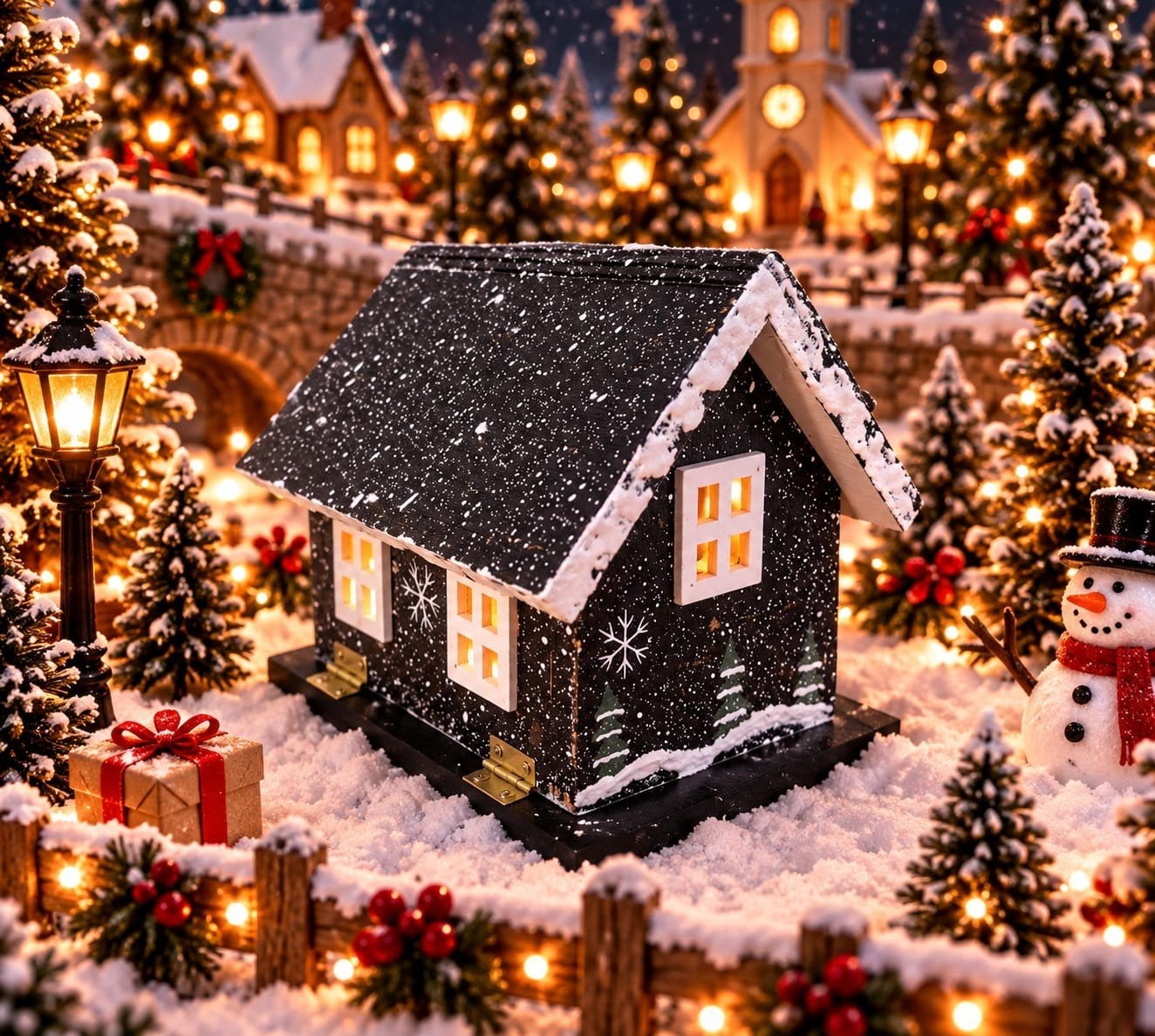 Prachtige Handgeschilderde Houten Kersthuisjes / Kerstdor, Ophalen of Verzenden, Nieuw