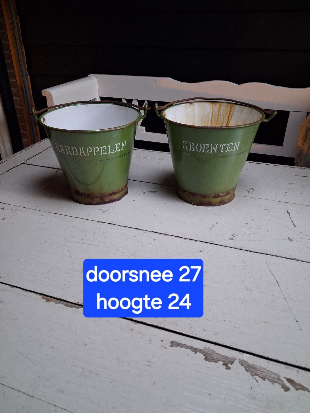 Vintage geëmailleerde aardappel- en groentebakken, Antiek en Kunst, Ophalen of Verzenden
