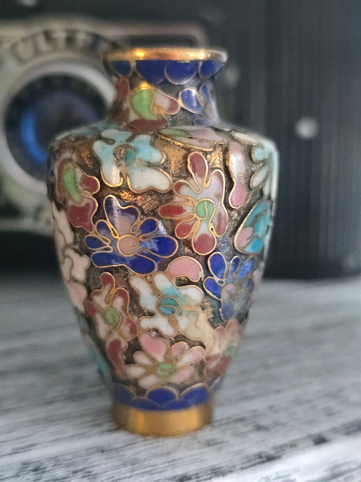 Zeer zeldzaam antiek miniatuur Chinese cloisonné vaas €49, Ophalen of Verzenden