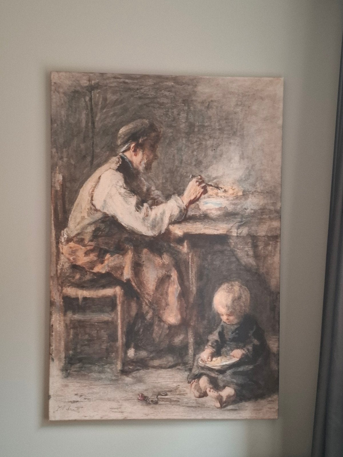 Schilderij, de Schoenmaker. Canvas 1.20 bij 80 cm, Antiek en Kunst, Ophalen