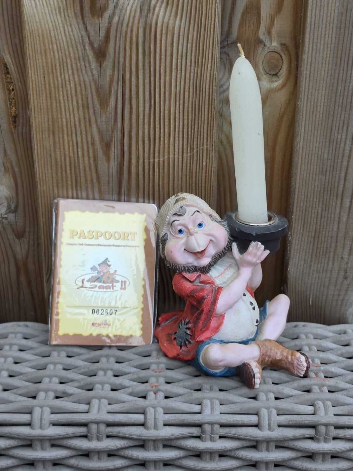 Grappige laaf kandelaar met paspoort, Verzamelen, Efteling, Ophalen of Verzenden