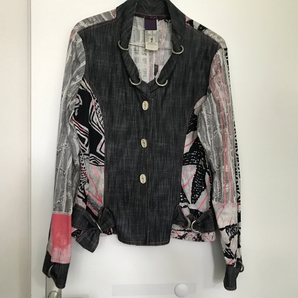 Le Gatte Jeans designer blazer y2k maat M, Kleding | Dames, Ophalen of Verzenden, Zo goed als nieuw, Meerkleurig