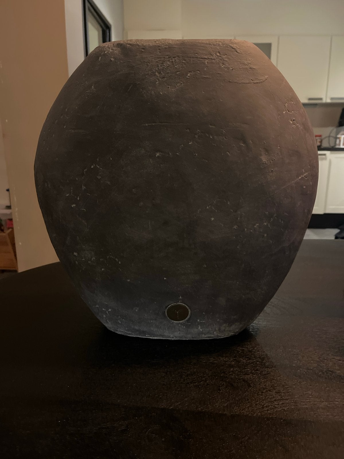 Grote vintage vaas 'Moon' van Brynxz - Grijs/Zwart, Huis en Inrichting, Ophalen, Gebruikt, Steen/keramiek, Geschikt voor droogbloemen
