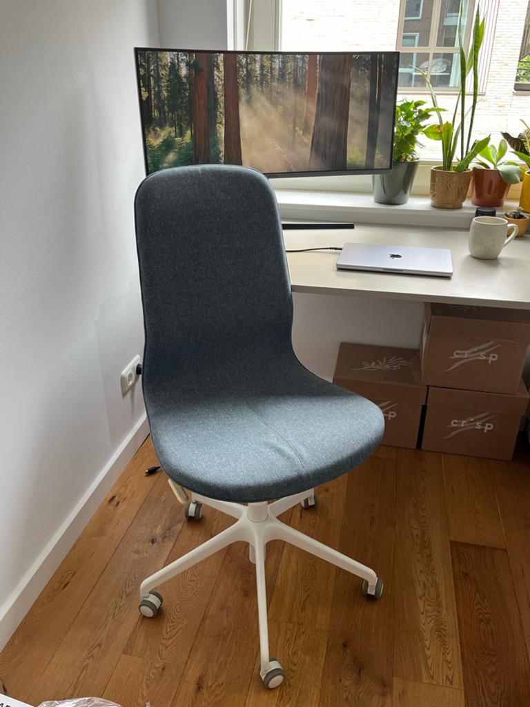 IKEA LÅNGFJÄLL Bureaustoel - Gunnared blauw/wit, Huis en Inrichting, Ophalen, Gebruikt, Blauw, Bureaustoel