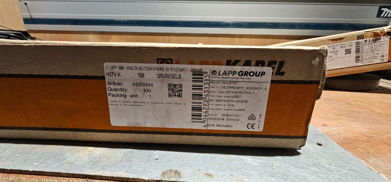 Nieuw!!Lapp Kabel H07V-K 1x6mm GRN/GELB - 100m Aardingskabel, Ophalen of Verzenden