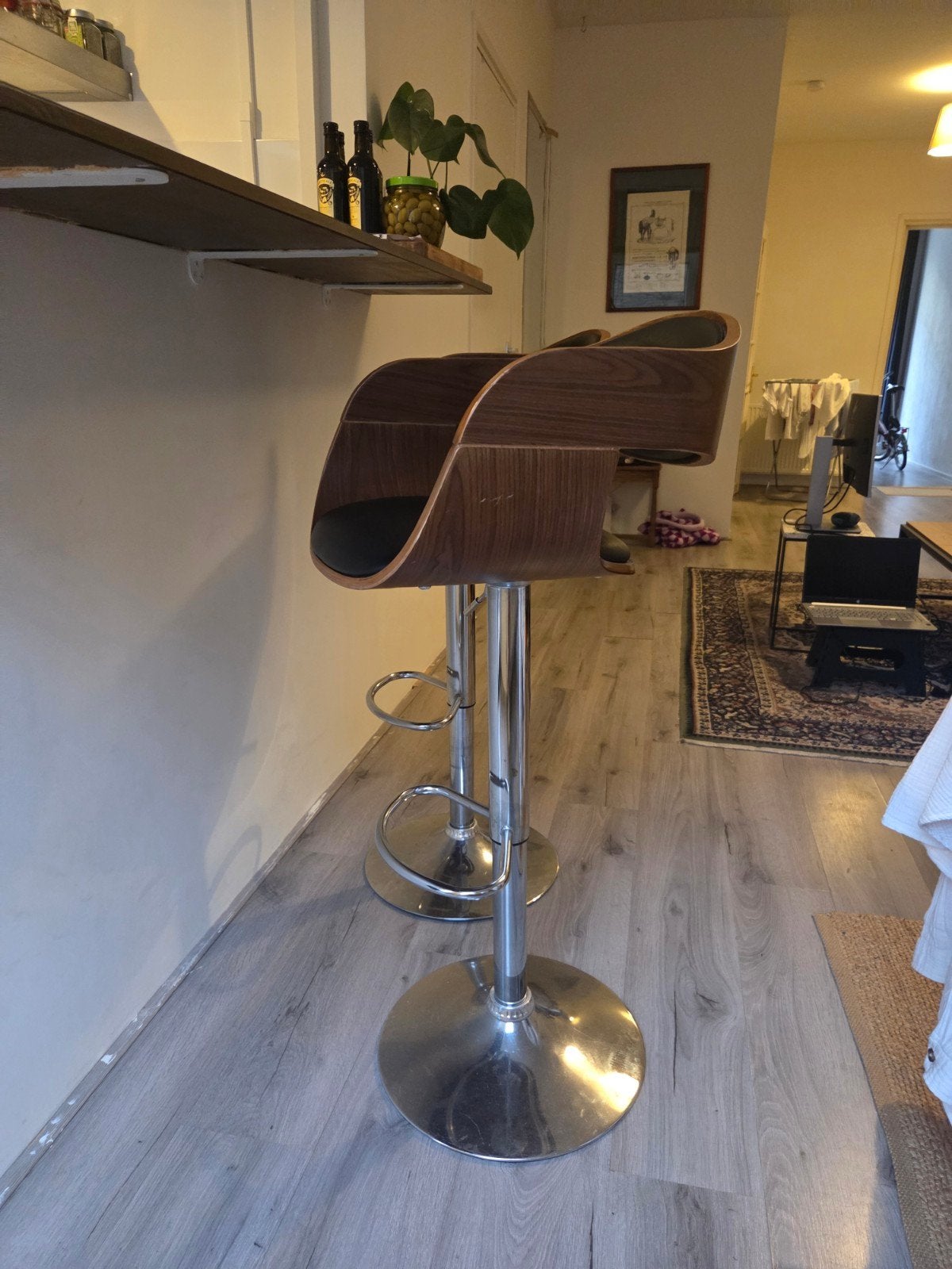 Verstelbare Jaren '50 Barstoelen - 60-80 cm Zithoogte, Ophalen, Gebruikt, In hoogte verstelbaar, 60 tot 90 cm