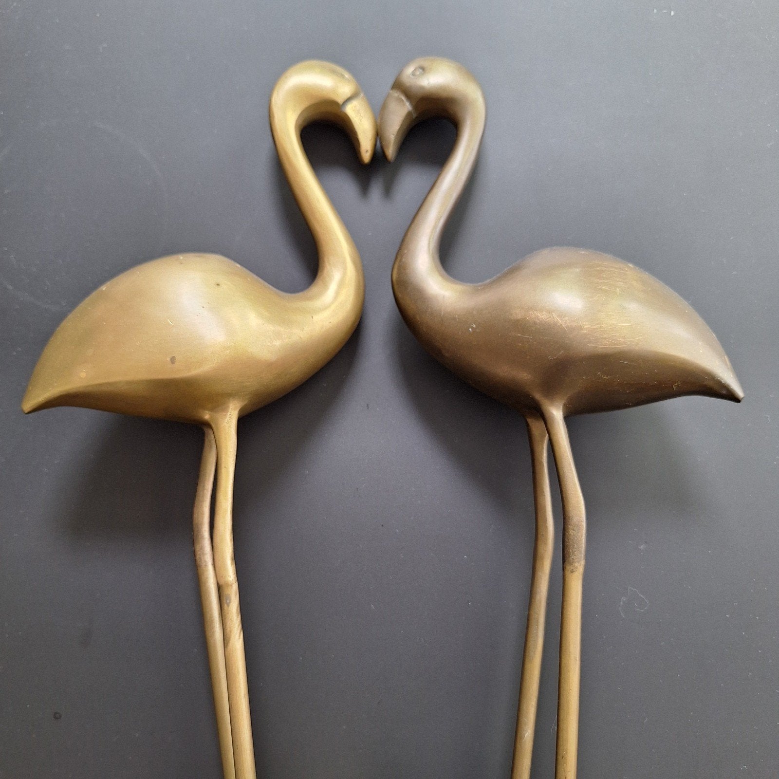 Flamingo vintage regency messing 2 vogels 33 cm, Verzamelen, Beelden en Beeldjes, Ophalen of Verzenden, Gebruikt, Dier