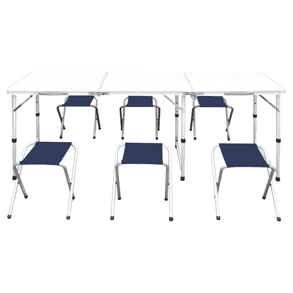 Campingtafel + 6 krukken tafelset aluminium GRATIS BEZORGD!, Campingtafel, Verzenden, Nieuw, Nvt