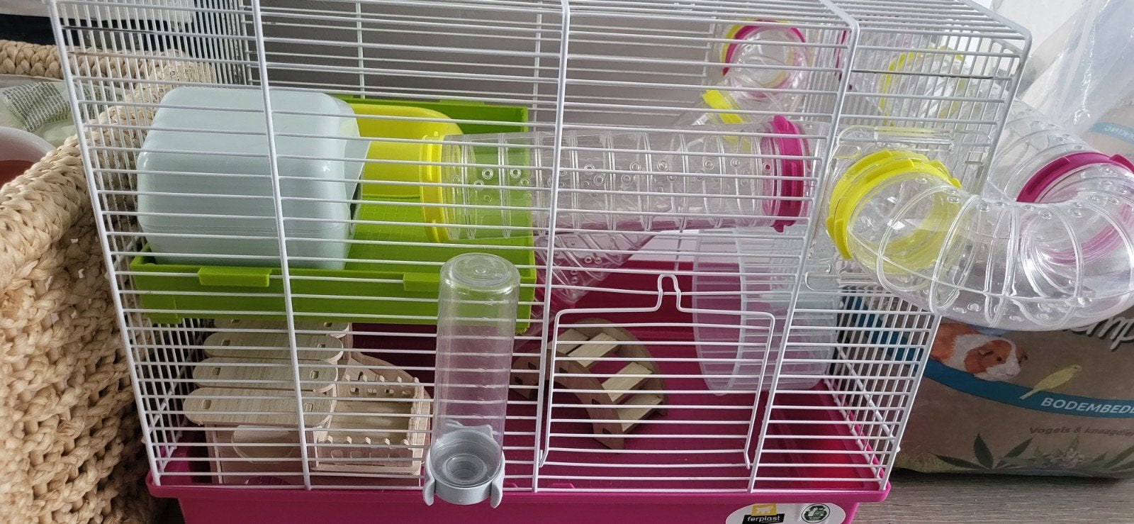 Complete hamsterkooi set (Ferplast Laura) + Voer & Accessoir, Kooi, Gebruikt, Minder dan 75 cm, Ophalen