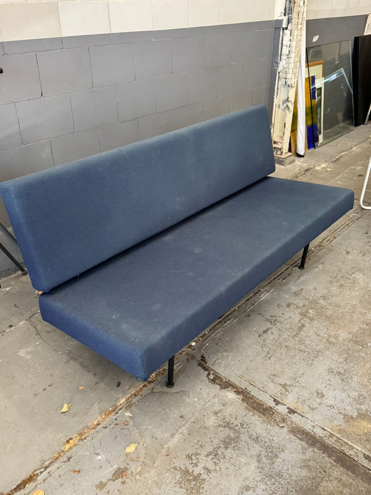 Vintage Martin visser stijl bank, Ophalen, 150 tot 200 cm, 75 tot 100 cm, Rechte bank