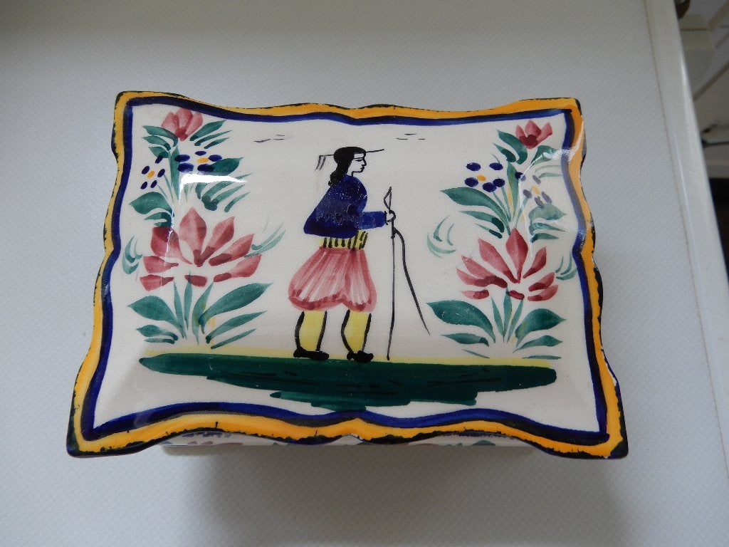 schaaltje met deksel, Frankrijk, Quimper, gemerkt, Ophalen of Verzenden