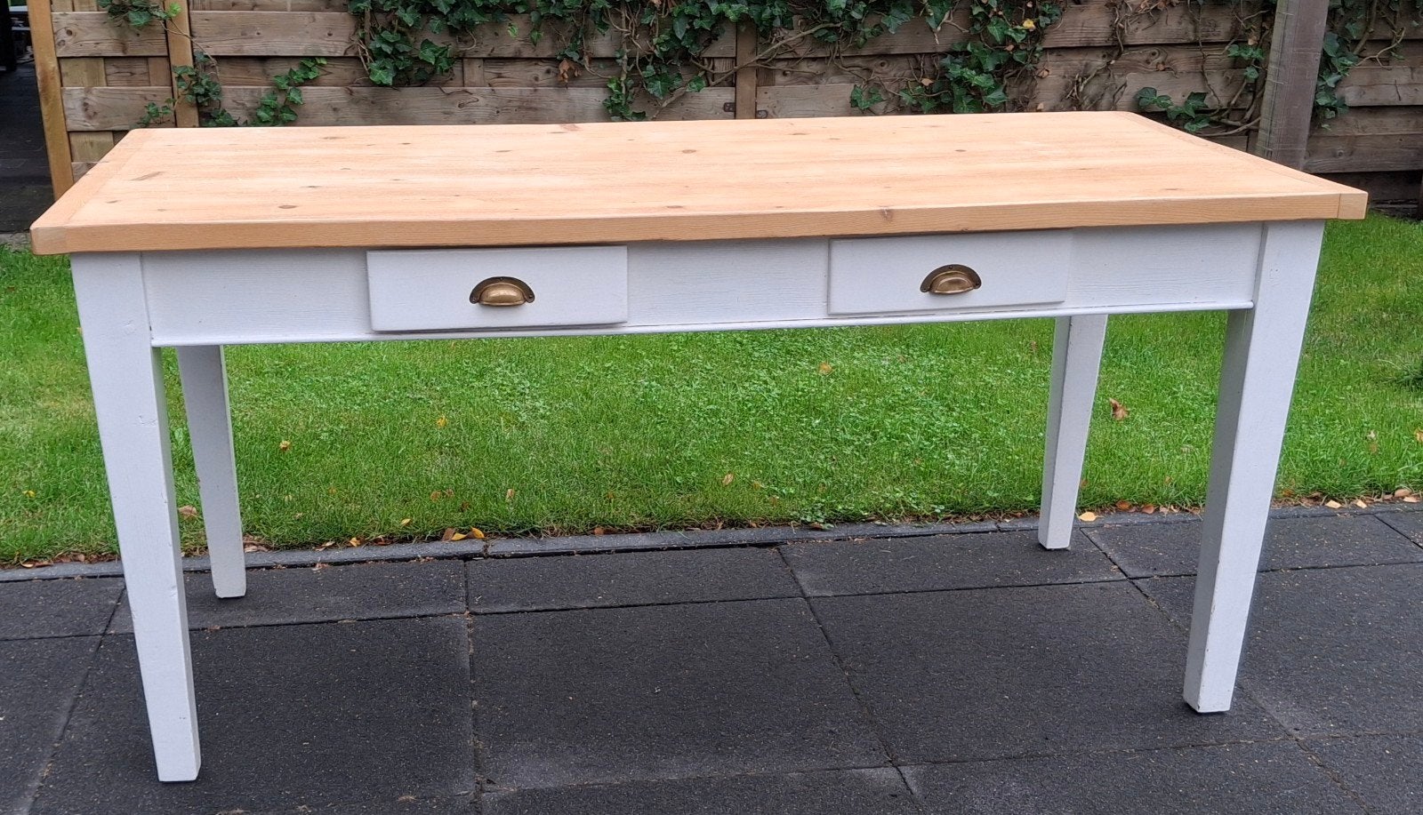 Houten tafel met lades - 79x170 cm, Huis en Inrichting, Ophalen, Gebruikt, 50 tot 100 cm, 150 tot 200 cm