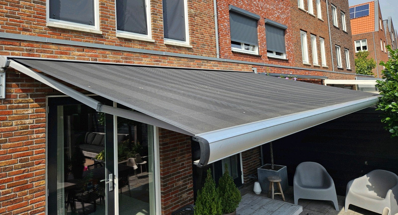 Luxaflex knikarm zonnescherm, Tuin en Terras, Ophalen, Gebruikt, 450 cm of meer, 150 tot 300 cm