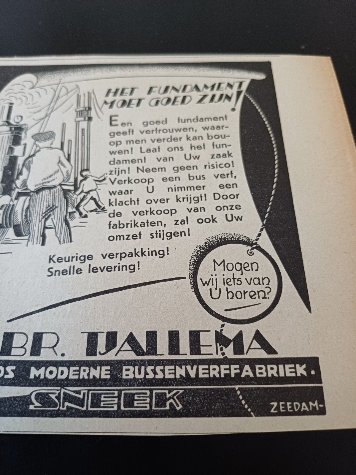 advertentie Tjallema bussenverf fabriek Sneek 2 1939, Ophalen of Verzenden, Zo goed als nieuw, Overige typen