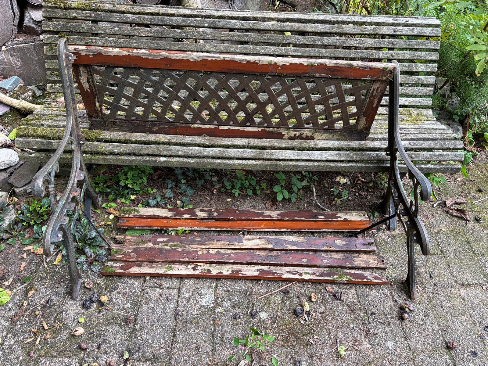 2 persoons gietijzeren tuinbank (opknapper), Ophalen, Gebruikt, Metaal