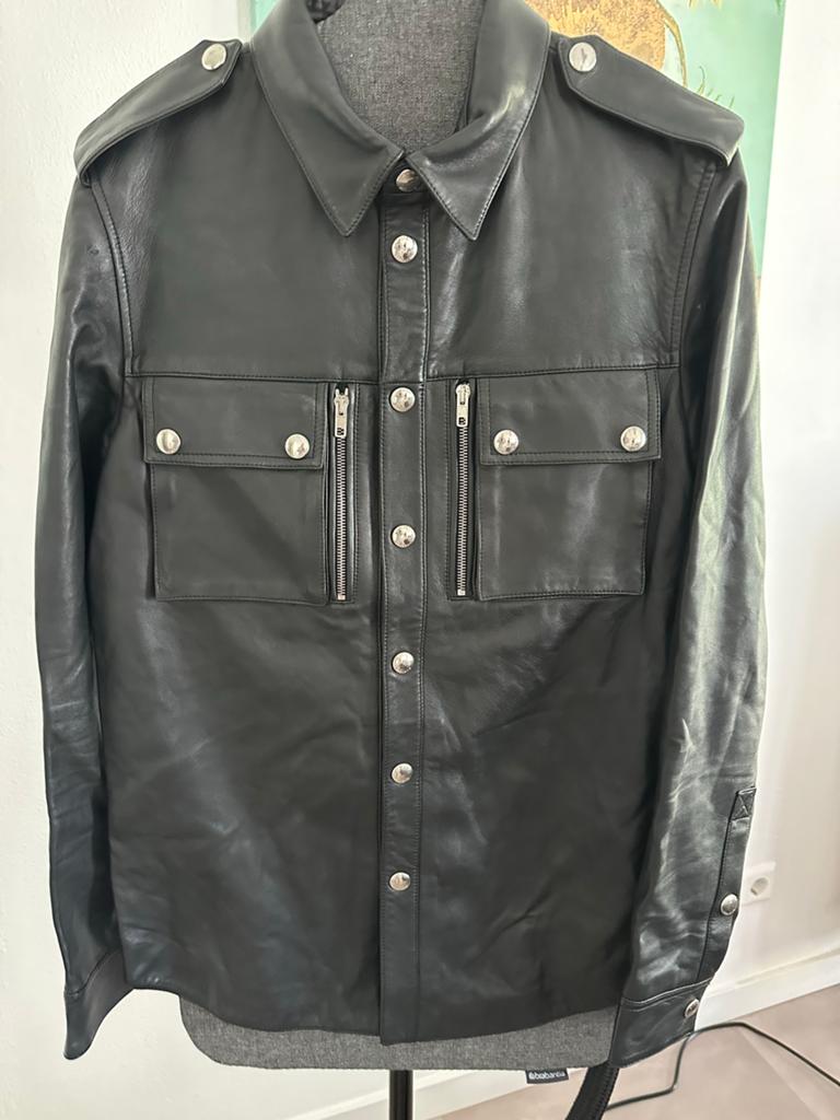 Givenchy Leren Overhemd Zwart Maat M, Ophalen of Verzenden, Zo goed als nieuw, Maat 48/50 (M), Zwart